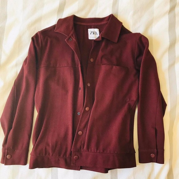 ZARA Premium Heavyweight Twill Burgundy 🍷Structured Jacket - Picture 3 of 6